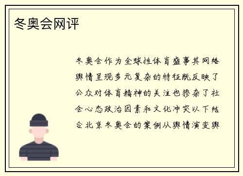 冬奥会网评